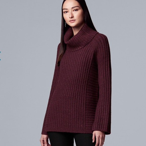 Vera Wang Sweaters - Vera wang ribbed cowl neck tunic sweater